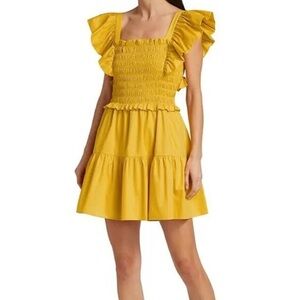 Sea New New York Wo Gladys Smocked Yellow Mini Dress size small